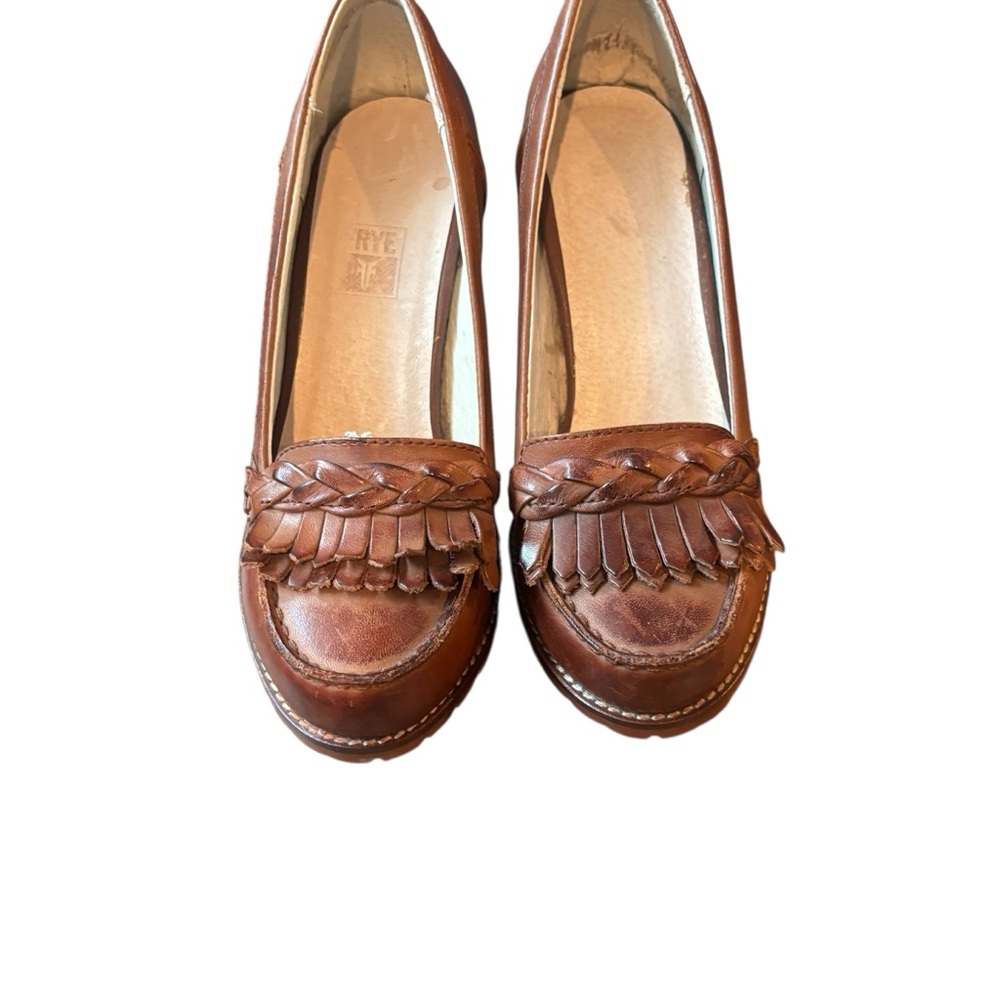 Frye Leather Braided Fringe Loafers Women's Size - Picture 2 of 7